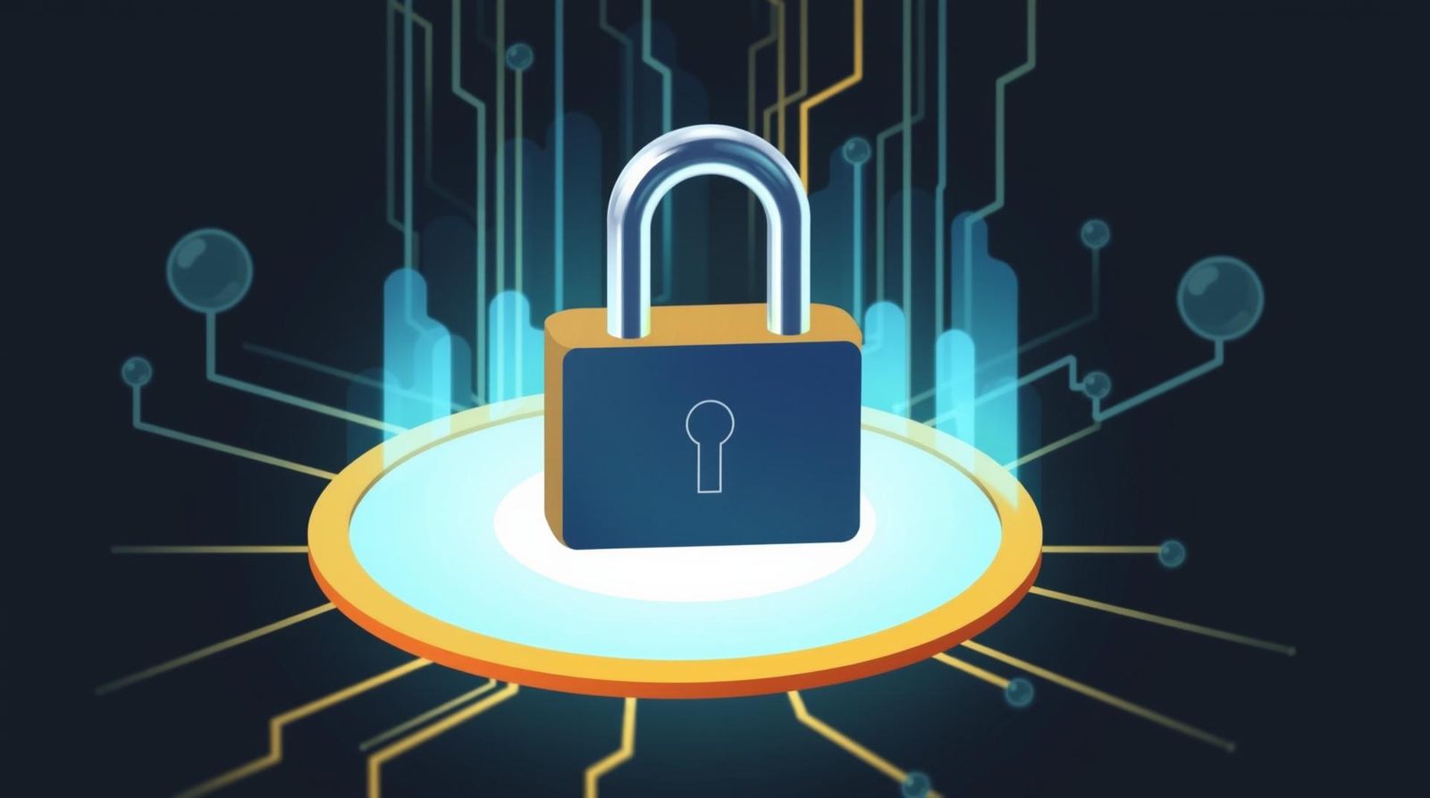 Secure API Development Illustration - Conceptual representation of API security with a glowing padlock on a circuit board background, symbolizing data protection and cybersecurity in software development." Title: "Unlocking Secure API Development: Best Practices for a Safer Digital Future